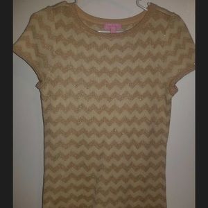 Lilly Pulitzer Gold/Cream Chevron Wool Sweater